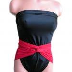 Sizeless Medium Wrap Around Swimsuit Black And Red