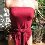 Small Bathing Suit Wrap-around Swimsuit Solid Wine..