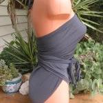 Large Bathing Suit Wrap-around Swimsuit Solid..