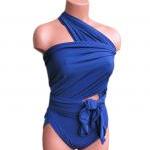 Large Bathing Suit Wrap-around Swimsuit Solid Navy..