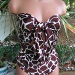 Large Bathing Suit Wrap-around Swimsuit Brown..