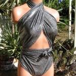 Medium Bathing Suit Wrap Around Swimsuit Grey..