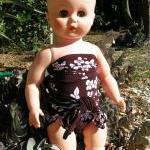 Baby Bathing Suit Brown Flower Wrap Around..