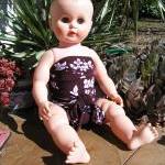 Baby Bathing Suit Brown Flower Wrap Around..