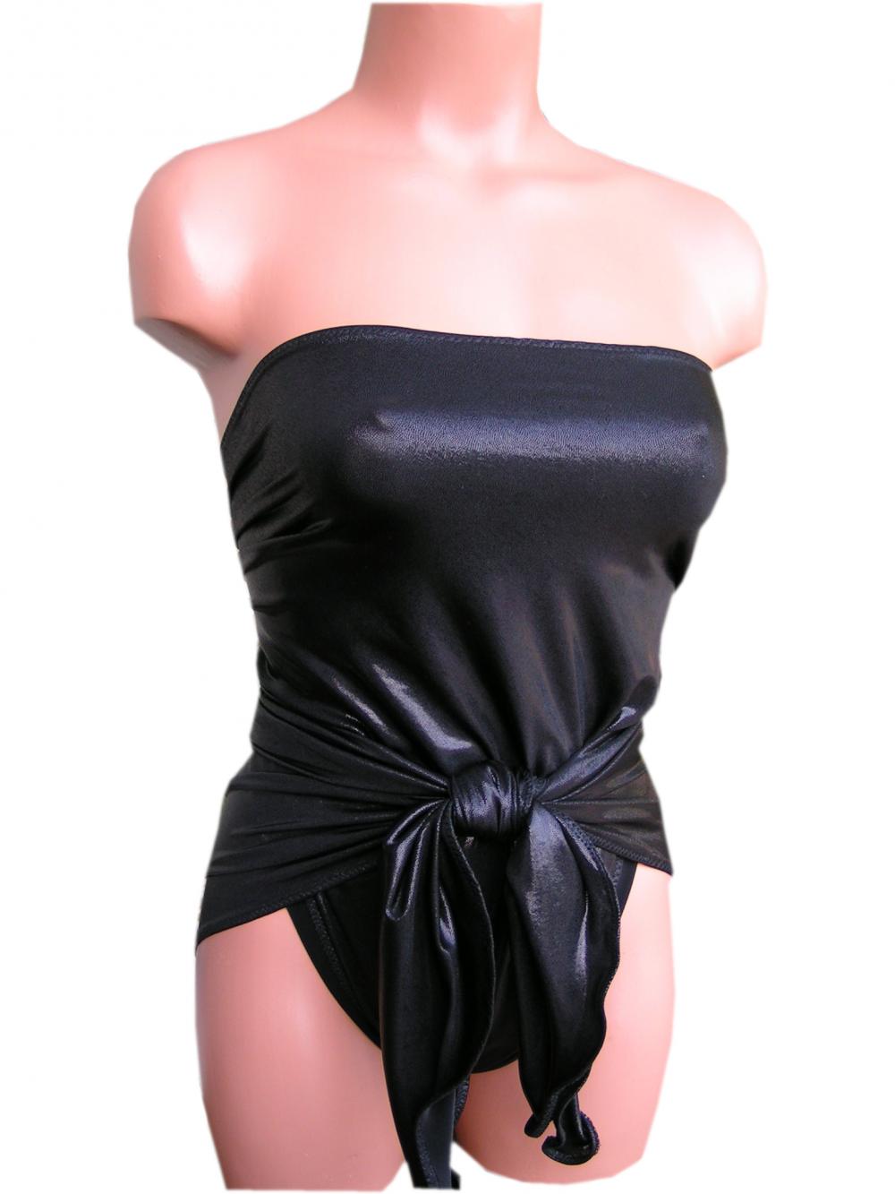 Bathing Suit Small Wrap-around Swimsuit Liquid Black Petite