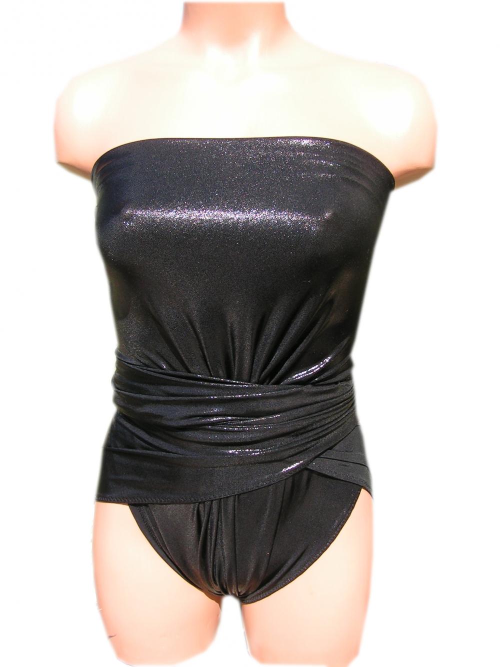 Bathing Suit Large Wrap-around Swimsuit Liquid Black Plus Size