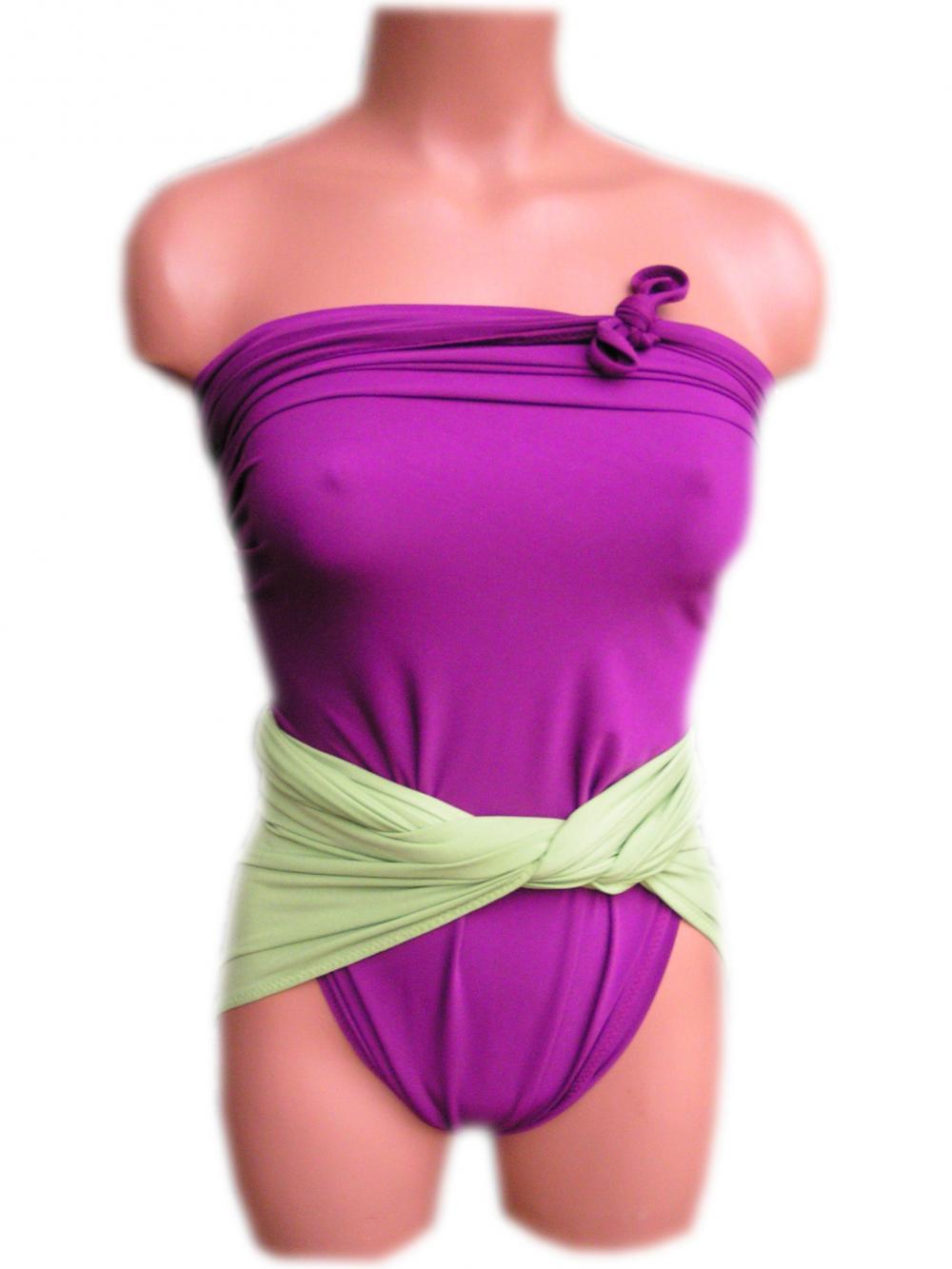 Bathing Suit Medium Wrap Around Swimsuit Light Purple And Pear