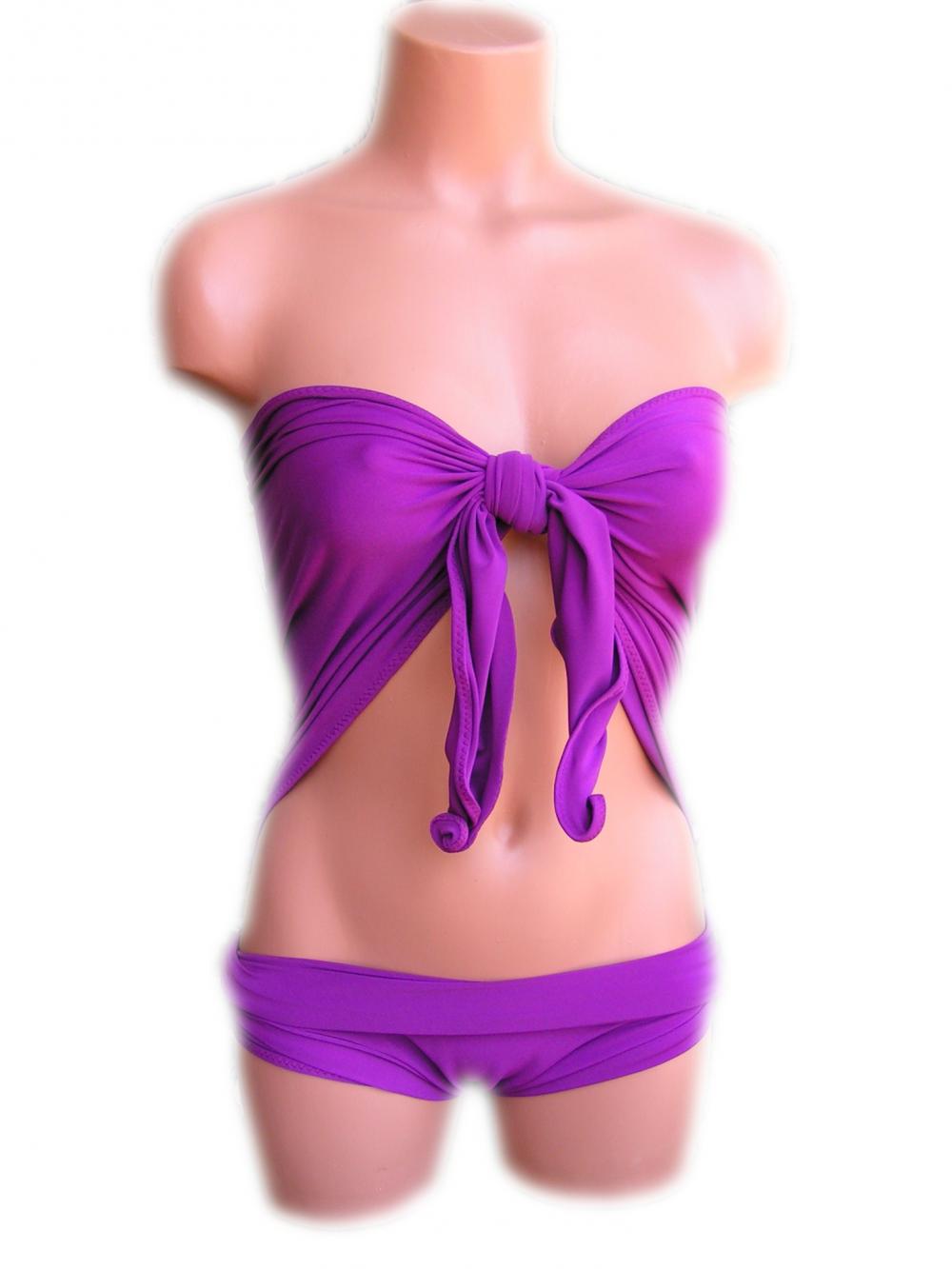 Bathing Suit Small Wrap-around Swimsuit Solid Light Purple Petite