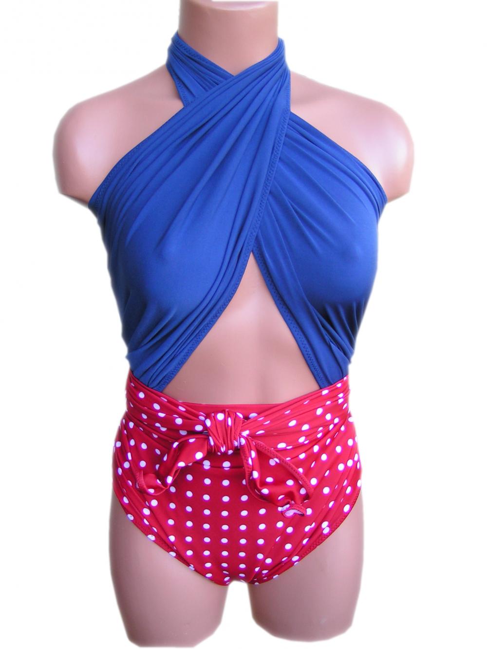 Bathing Suit Large Wrap Around Swimsuit Pin Up Girl Americana Plus Size