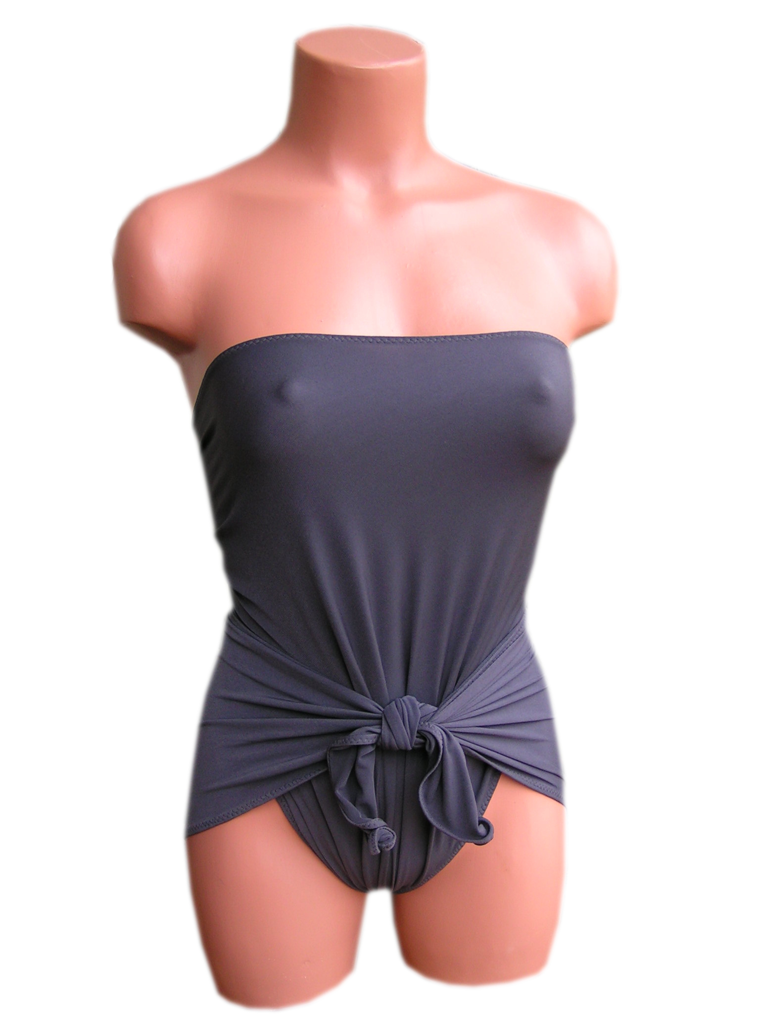 Bathing Suit Extra Small Wrap Around Swimsuit Solid Charcoal Grey On Luulla